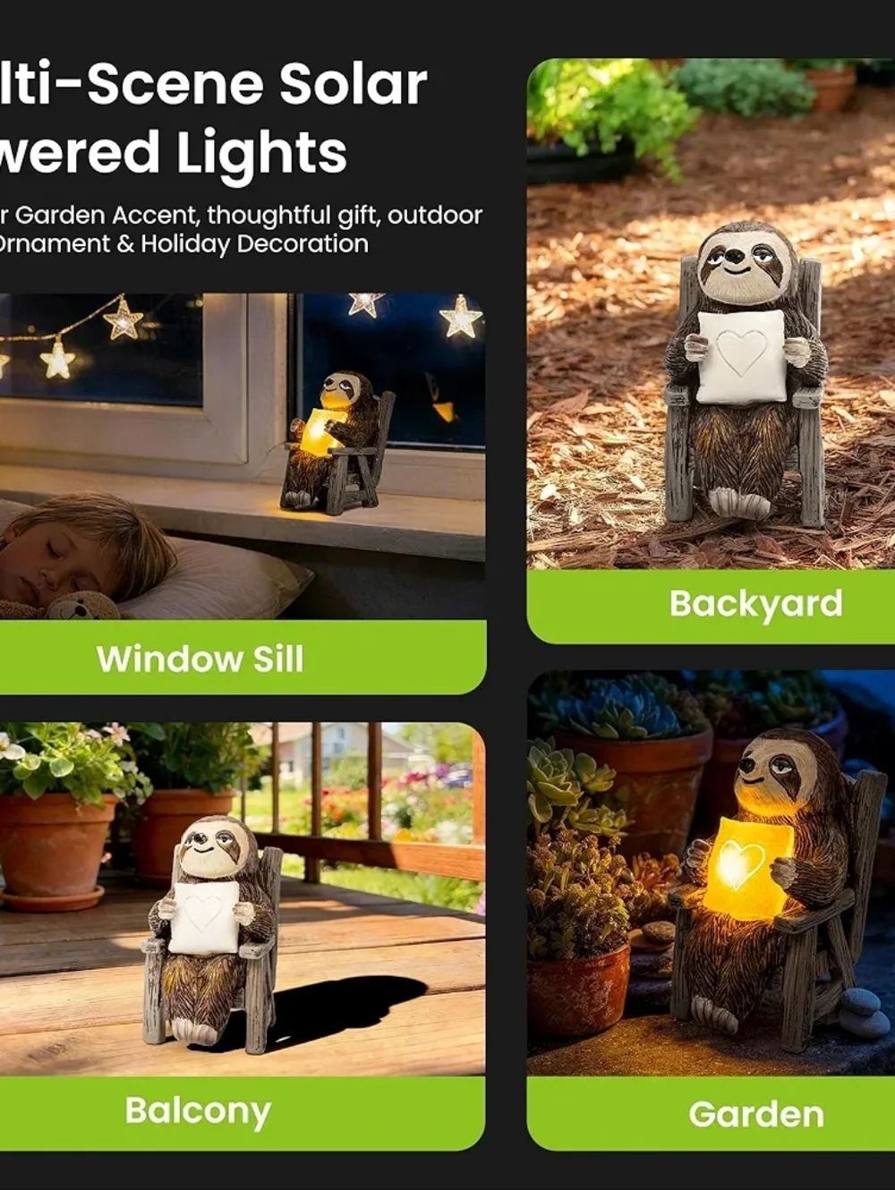 Solar Sloth Accents | Solar Sloth Power Garden Statue Outdoor Indoor Nib | Poshmark